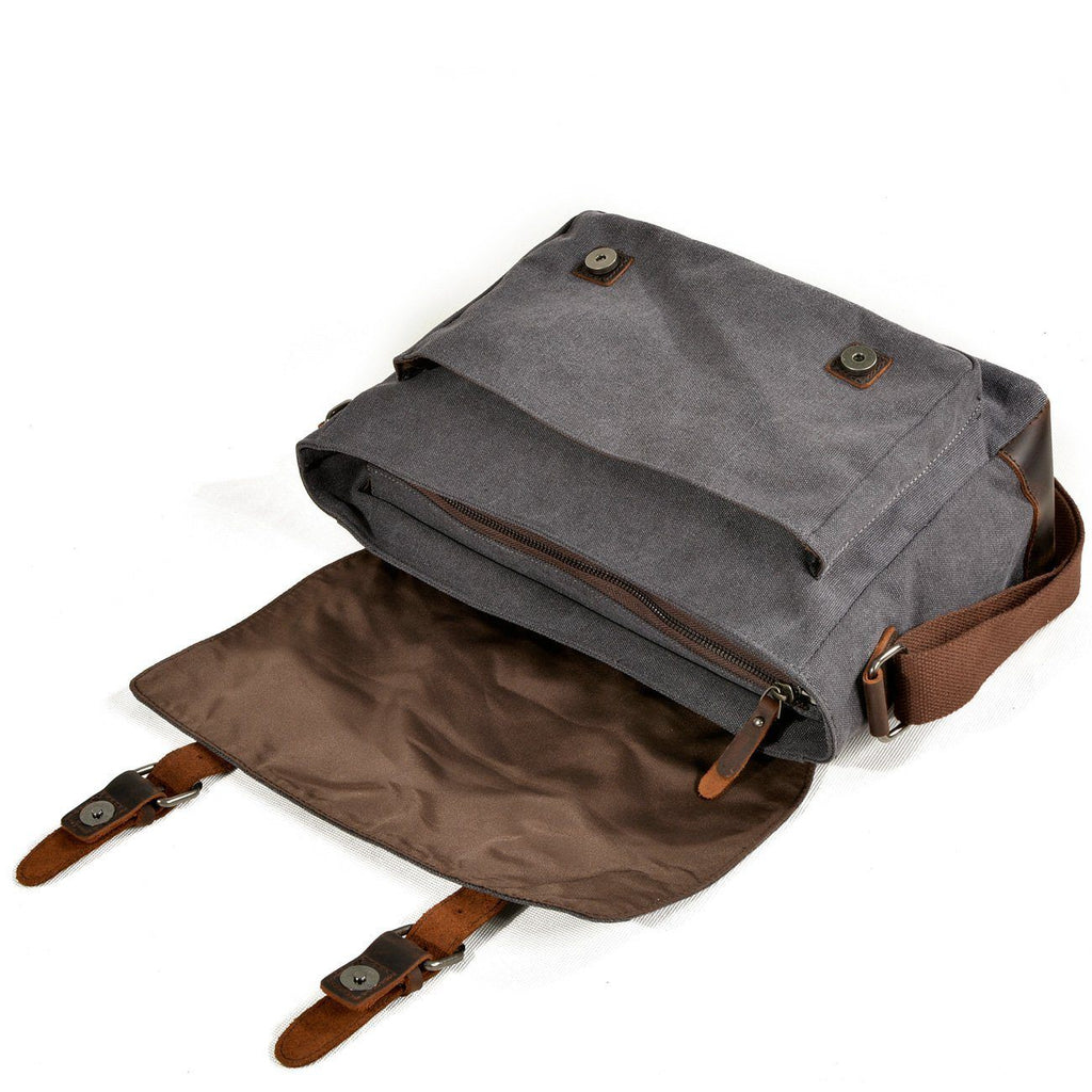 UrbanGear | Vintage Canvas Leren Heren Schoudertas - Grote Capaciteit