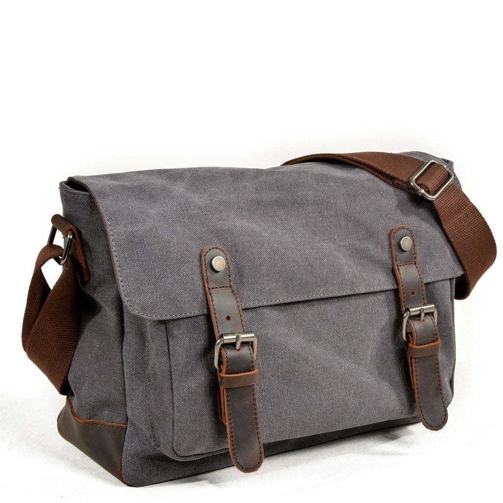 UrbanGear | Vintage Canvas Leren Heren Schoudertas - Grote Capaciteit