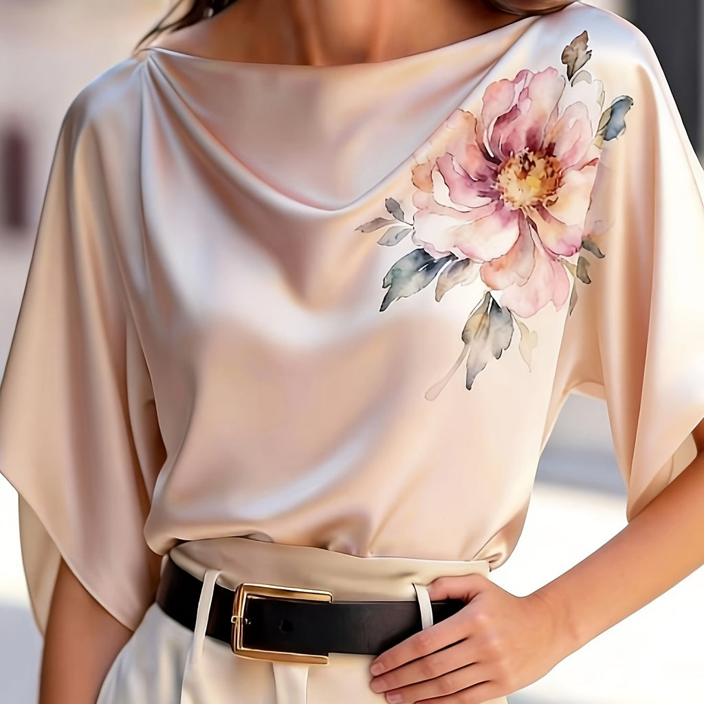 Jinae | Casual T-shirt voor dames in grote maten, met korte mouwen, ronde hals en een losse pasvorm