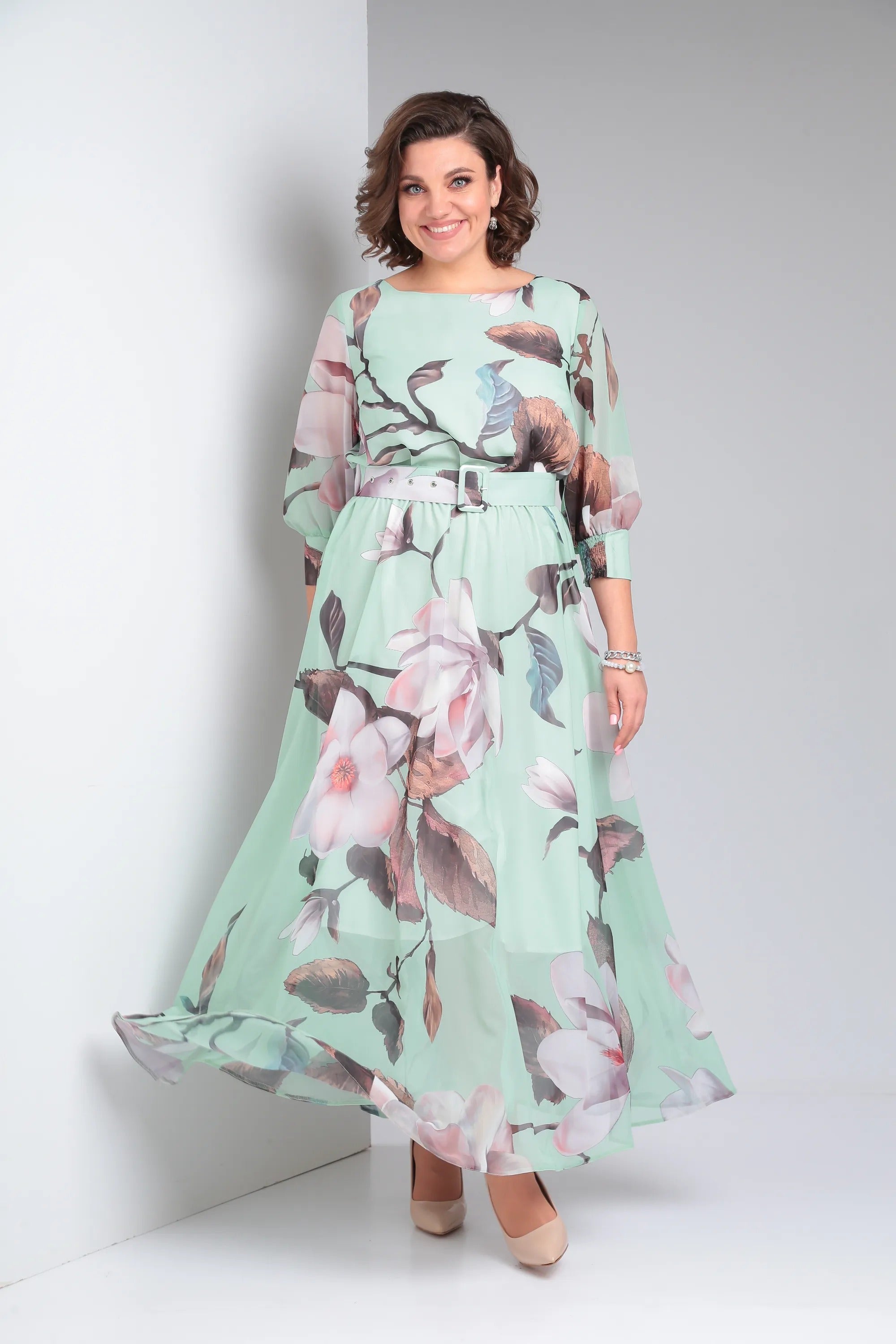 Nirae | Boho-jurk met bloemenprint  Elegante lange damesjurk met riem
