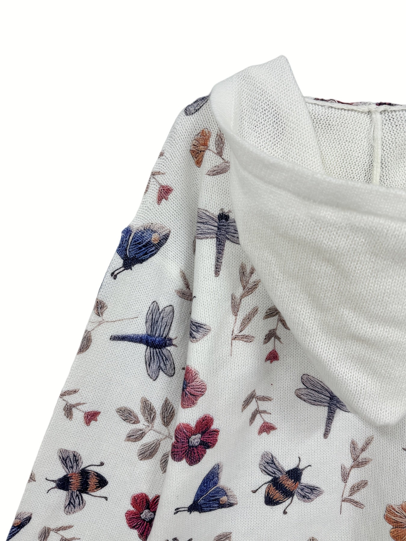 Xyrina | Hoodie met Bloemenprint – Casual Losse Pasvorm, Gebreide Sweater met Capuchon