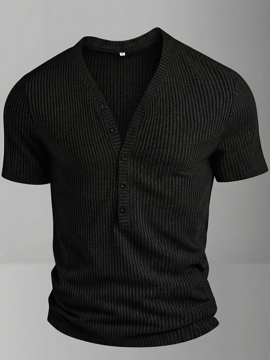 Bion | Heren lente V-hals sportshirt – tweekleurig gestreept sportshirt met korte mouwen