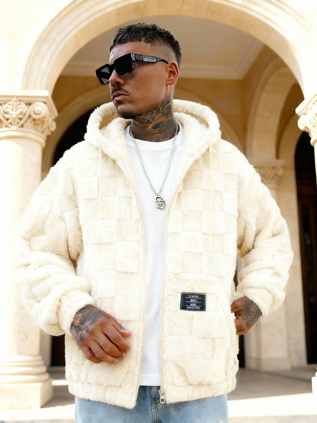 Einarsson | Herenjas met capuchon, warm, pluche, ritssluiting, casual, comfortabel