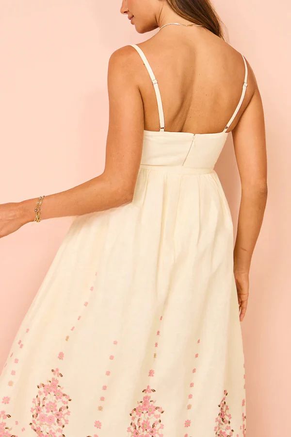 Jirelle | Dames maxi-jurk van linnenmix met bloemenprint