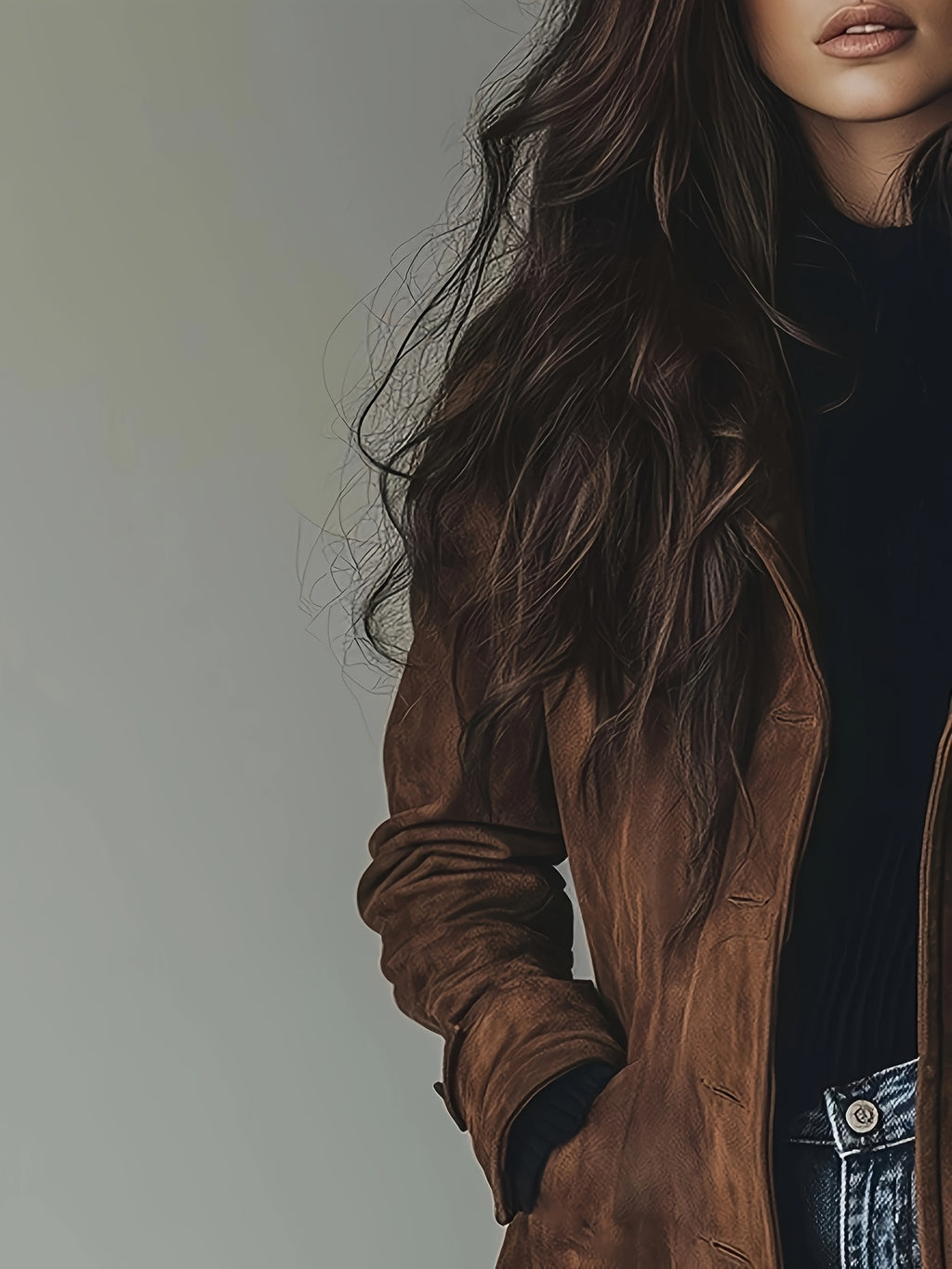 Forynne | Trench-coat vintage en daim pour femme – Élégant modèle à simple boutonnage et coupe en H