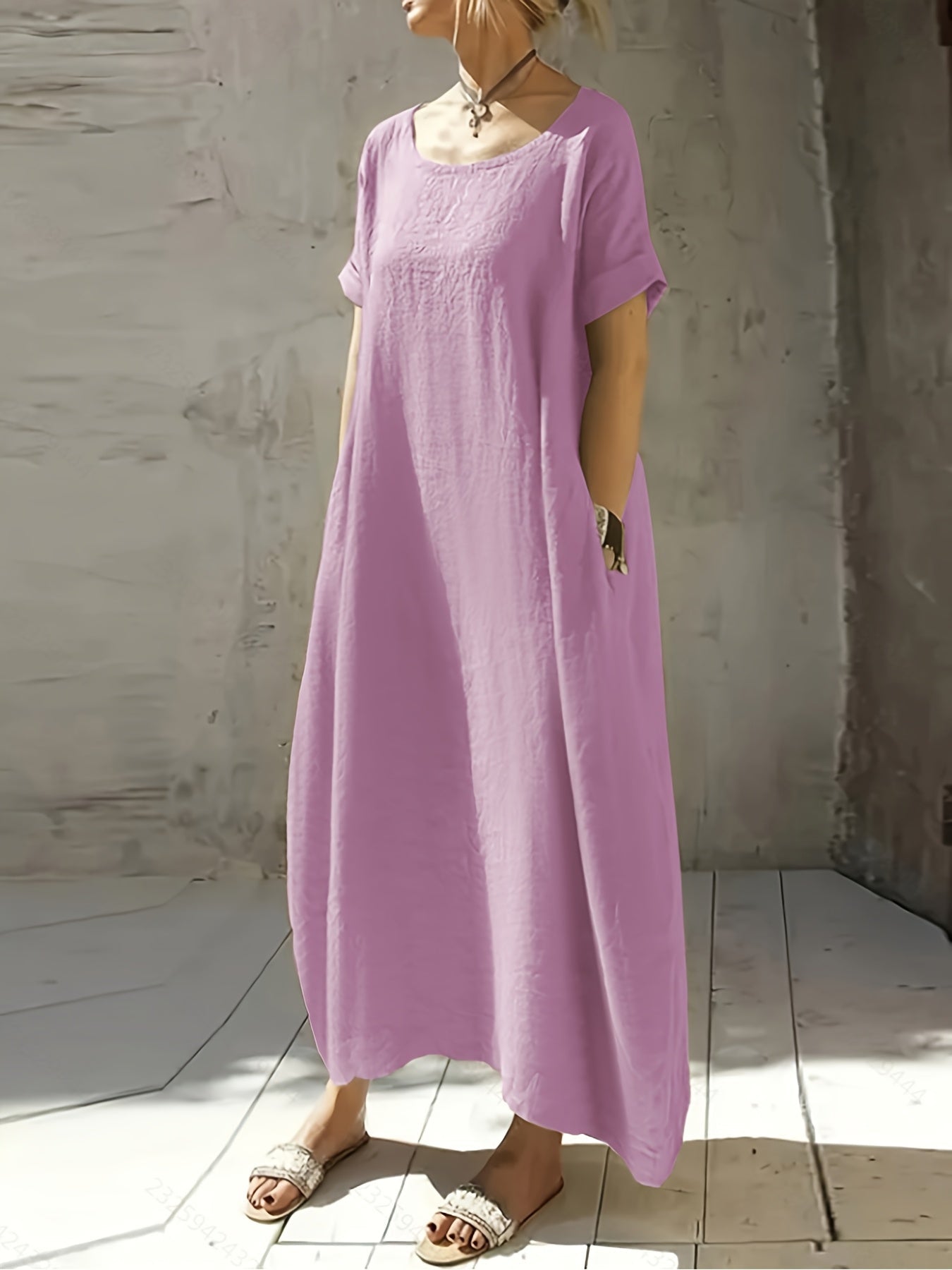 Falyth | Breezy Pocket Midi-jurk – Losse casual zomerjurk voor dames