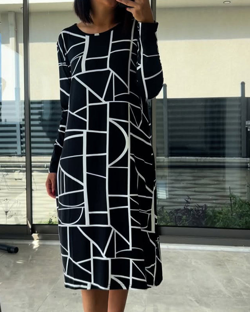 Lyris | Damesjurk met print, lange mouwen, casual comfortabele pasvorm