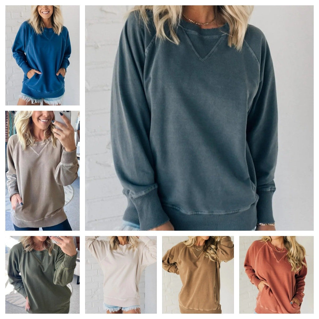 Audra | Pull chic pour femme avec poches côtelées – Pull en maille douce et chaude, idéal pour les tenues d'automne et d'hiver