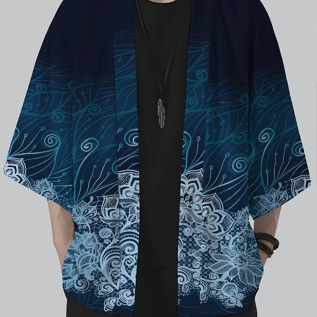 Valtorix | Heren Japans Stijl Open Voorzijde Shirt – Losse Pasvorm Kimono Vest met Vintage Print