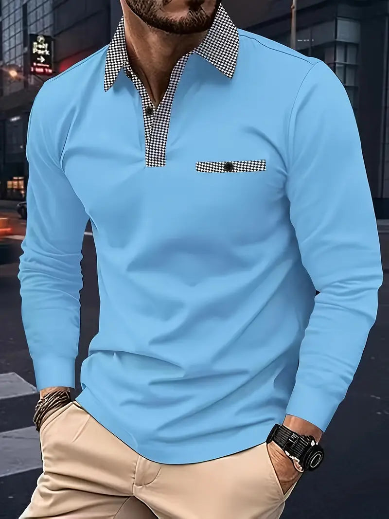 Cassiel | Langärmliges Herren-Poloshirt – Klassisches Freizeithemd für Herren, bequem und atmungsaktiv