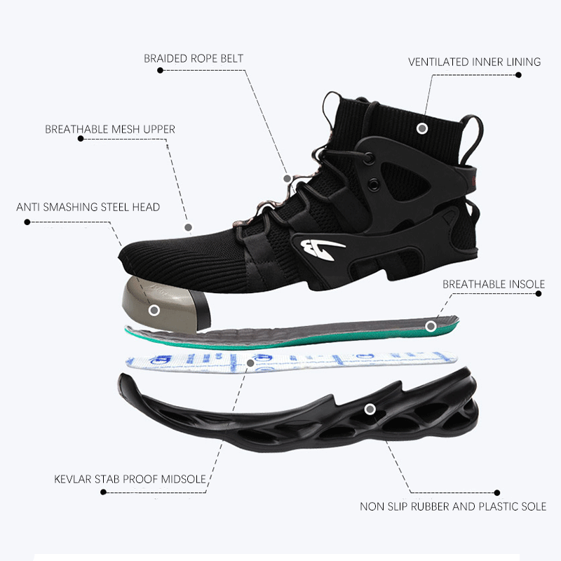 IronWalk | Chaussures de travail légères et respirantes pour hommes, chaussures de sécurité à embout en acier, chaussures de sécurité antidérapantes pour l'industrie