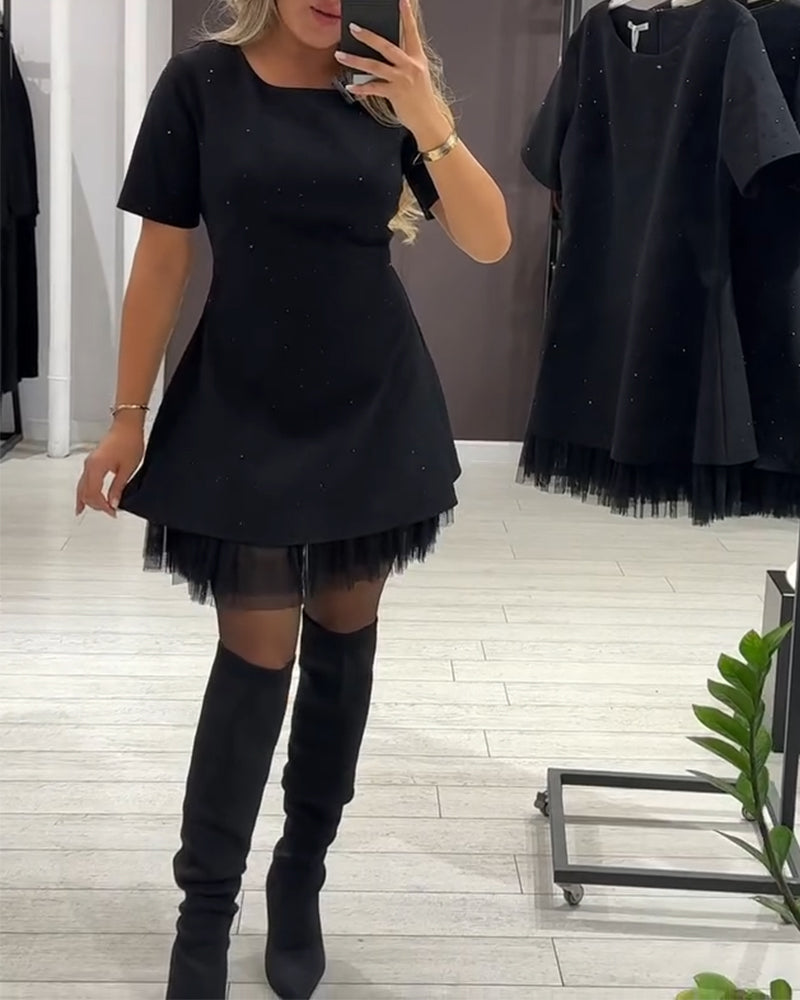 Zirethia | Sprankelende Mesh Mini Jurk voor Dames – Elegante Cocktail- en Avondjurk