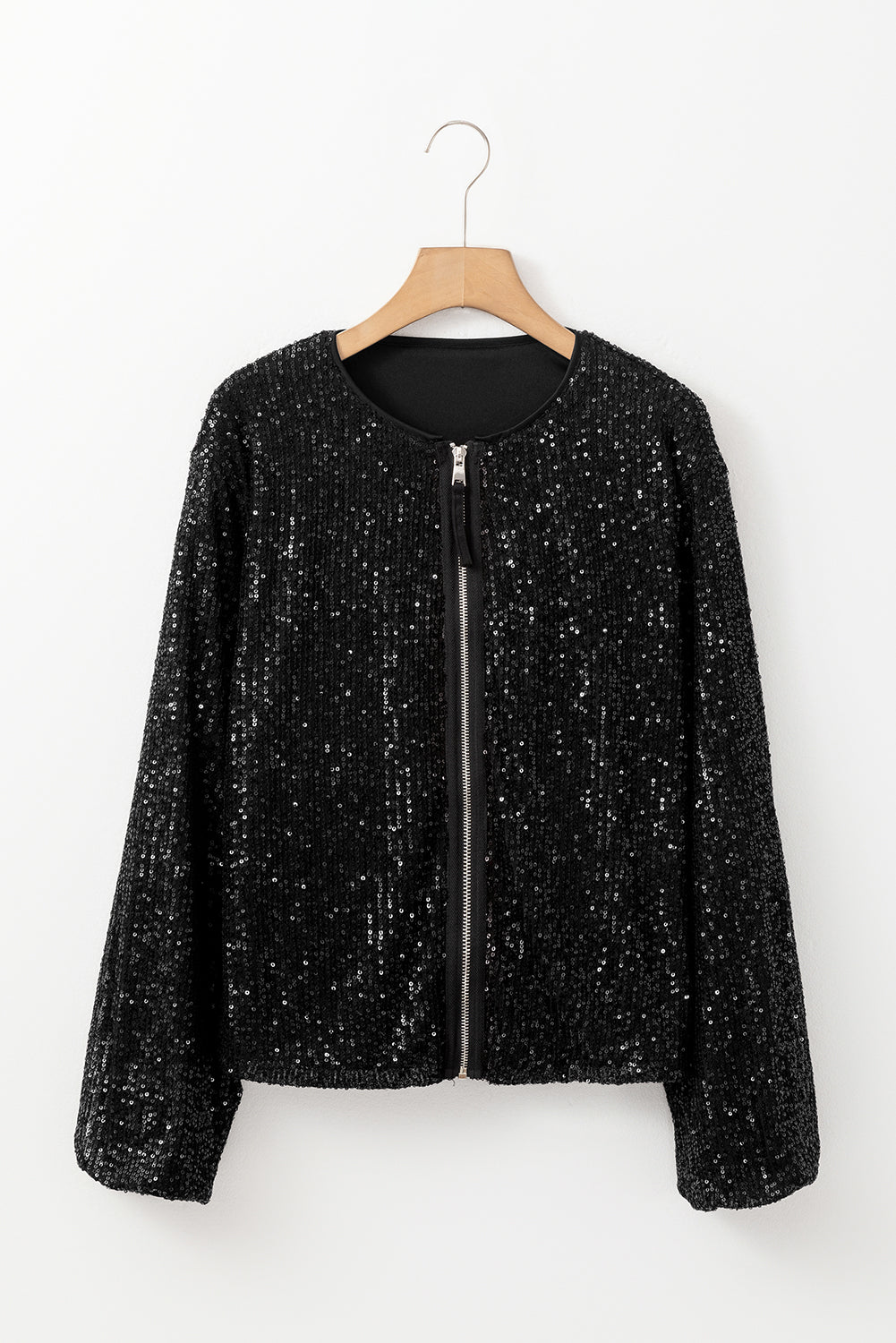 Vaesha | Veste élégante à sequins noirs - vêtement d'extérieur léger, idéal pour la superposition et le style automnal