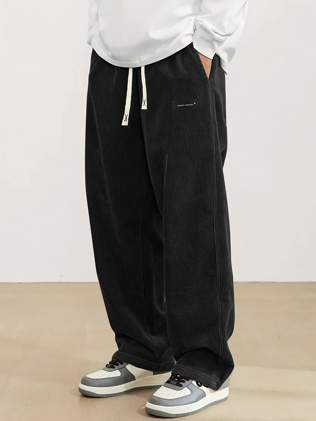 Corvian | Heren Corduroy Broek met Trekkoord – Rechte Casual Sweatpants voor Lente & Herfst