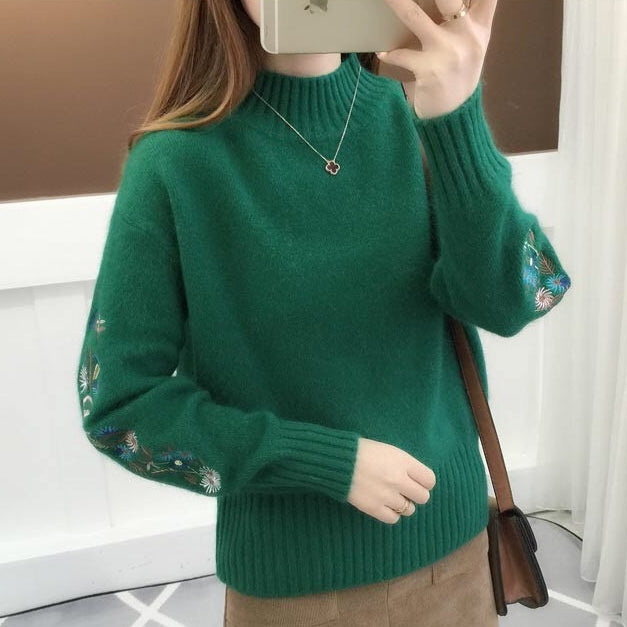 Delyth | Blooming Elegance Strickpullover mit Blumenmuster für Damen