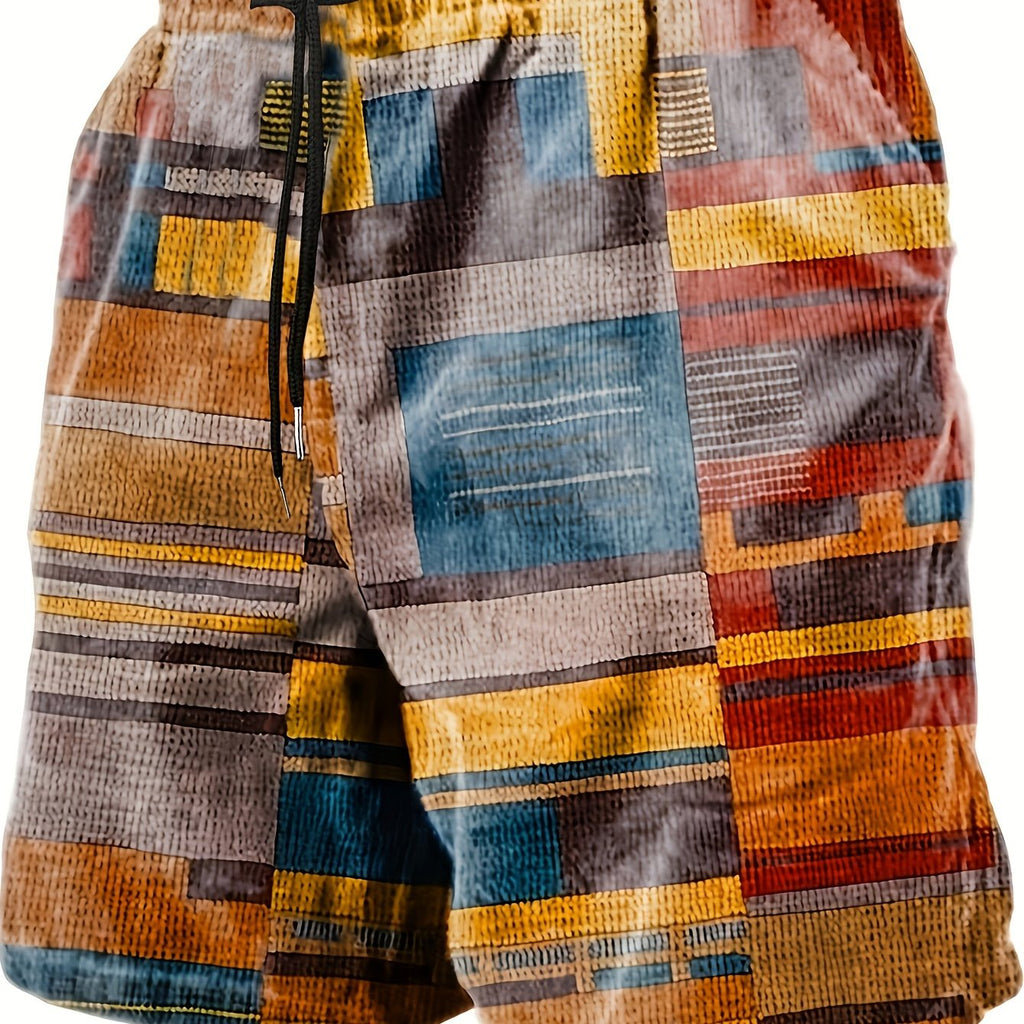 Caelix | Heren Casual Patchwork Print Shorts – Lichtgewicht Zomer Strand- & Kampeershorts