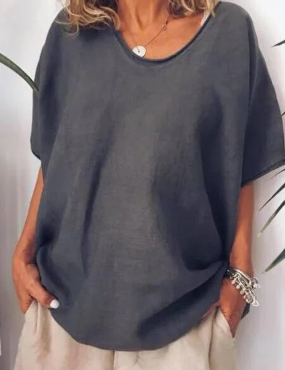 Nireya | Wit oversized basic T-shirt voor dames – Loszittende casual streetwear