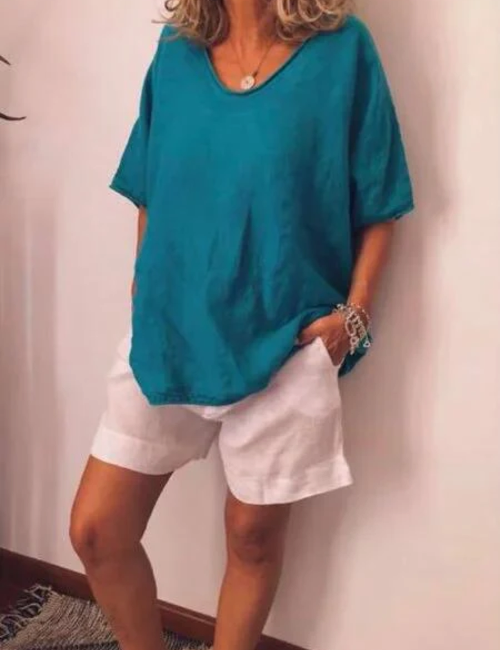 Nireya | Wit oversized basic T-shirt voor dames – Loszittende casual streetwear