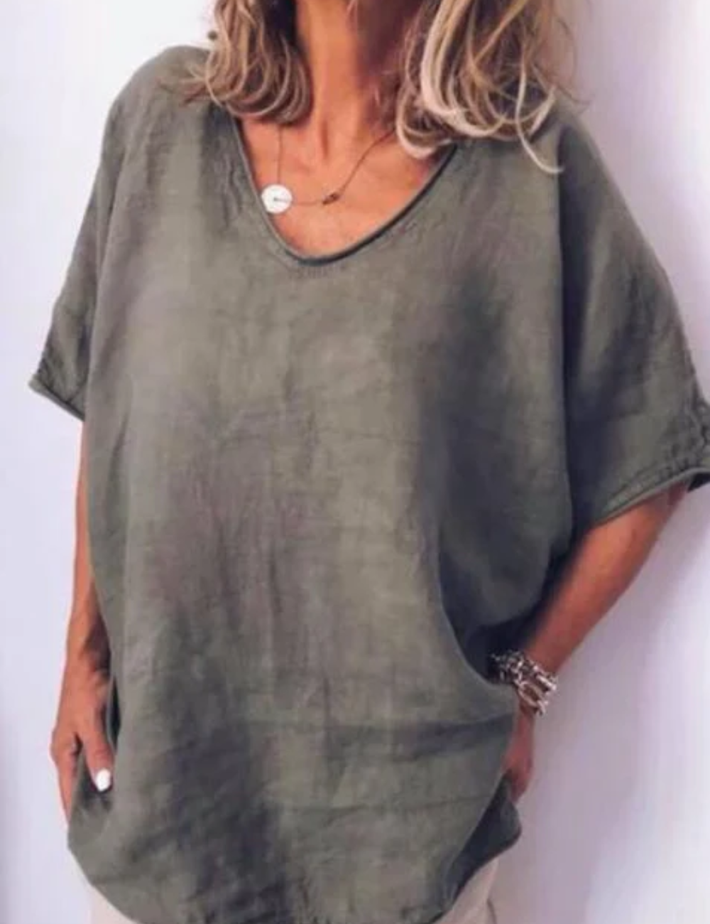 Nireya | Wit oversized basic T-shirt voor dames – Loszittende casual streetwear