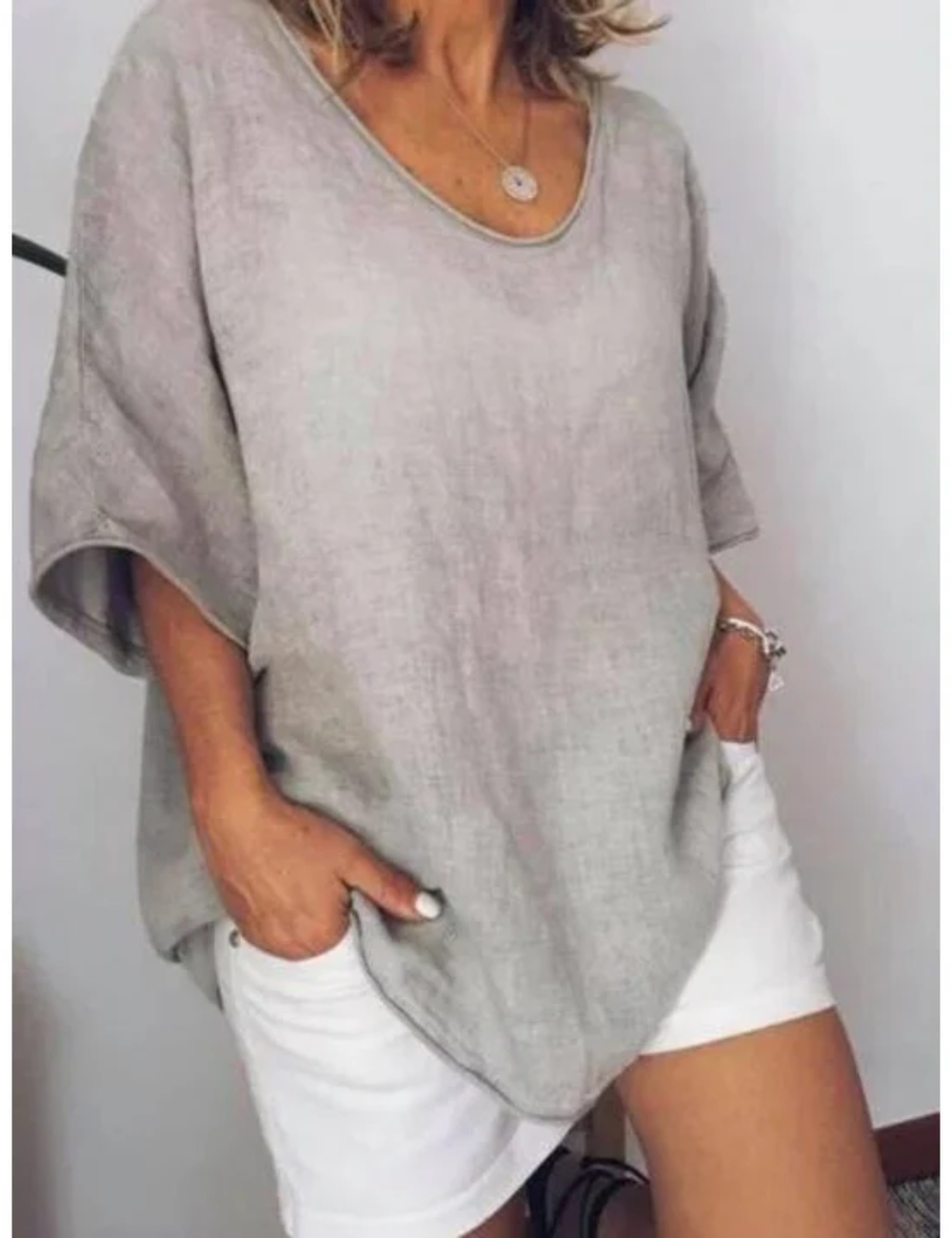Nireya | Wit oversized basic T-shirt voor dames – Loszittende casual streetwear
