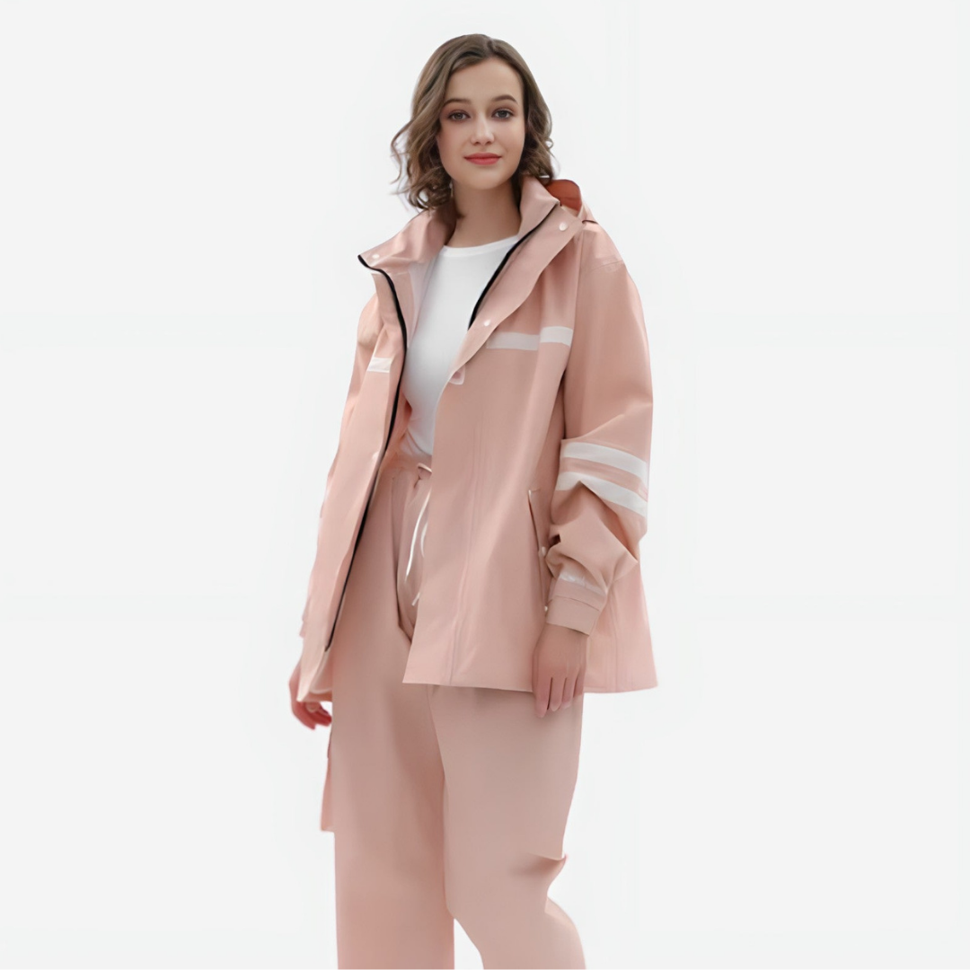 Cantalyn | 2-delig regenpak voor dames – waterdichte jas en broek, lichtgewicht, ademend