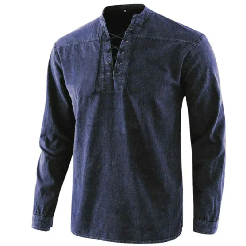 Mylo | Heren casual V-hals shirt – slim fit T-shirt van katoenmix met korte mouwen
