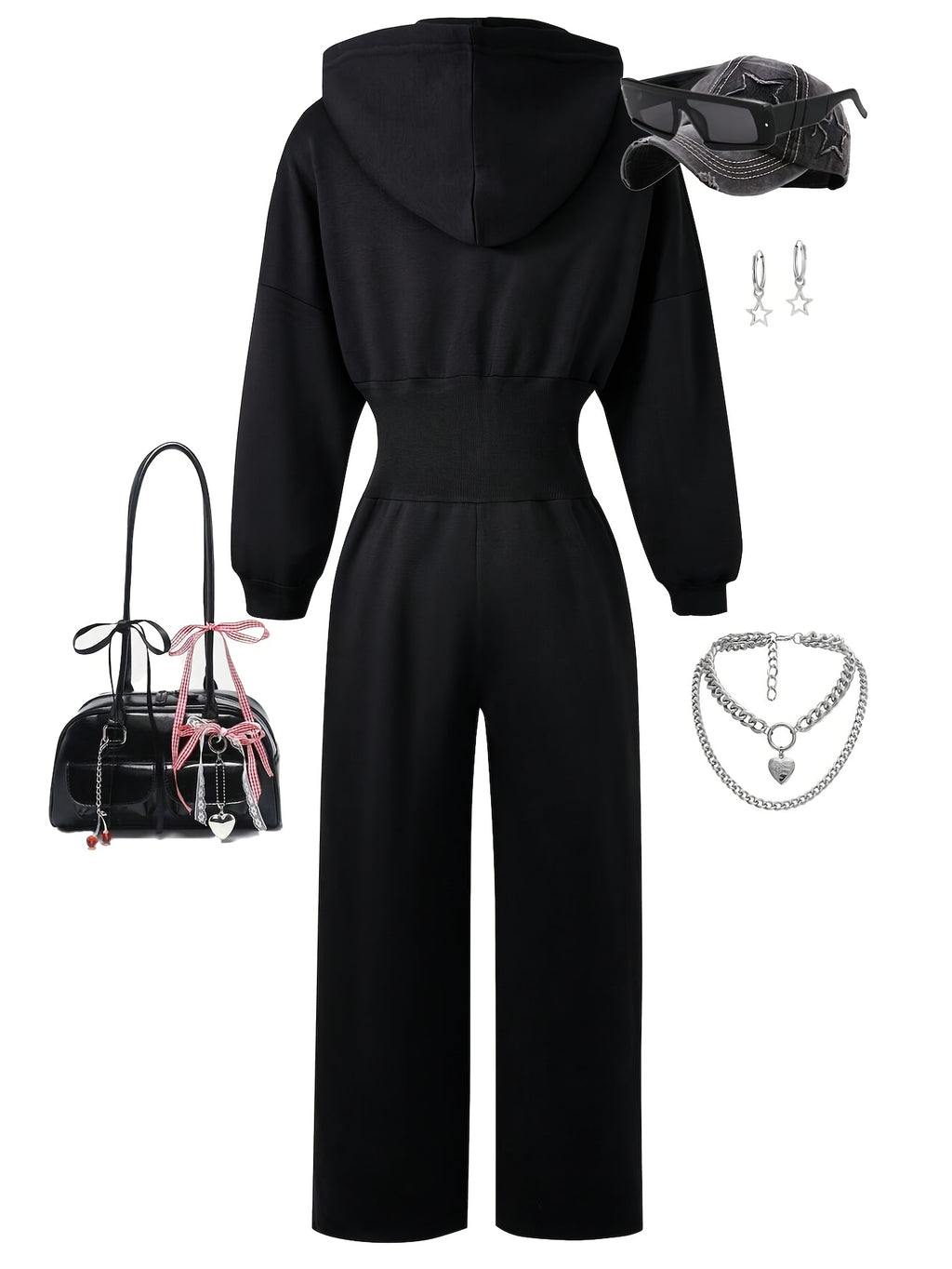 Quivara | Dames jumpsuit met capuchon en hoge taille – Casual, lounge, streetwear outfit