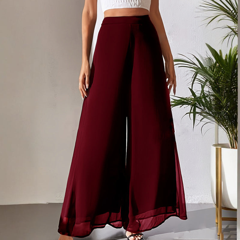 Xirelia | Wijde Chiffon Damesbroek – Luchtige en Zwierige Pantalon Casual Zomerse Palazzo Broek