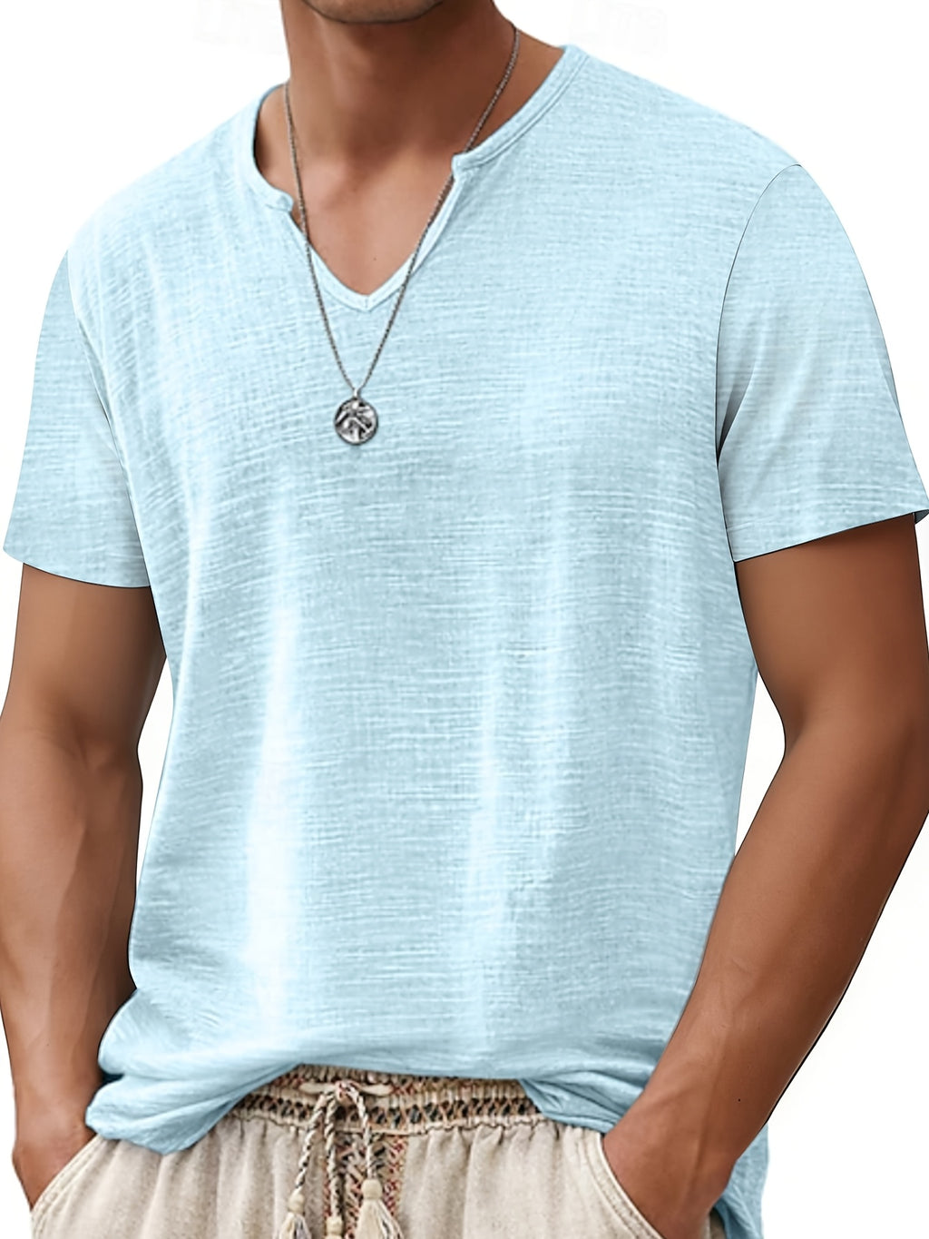 Tariano  | Ademend T-shirt met V-hals voor heren, casual, korte mouwen, effen kleur
