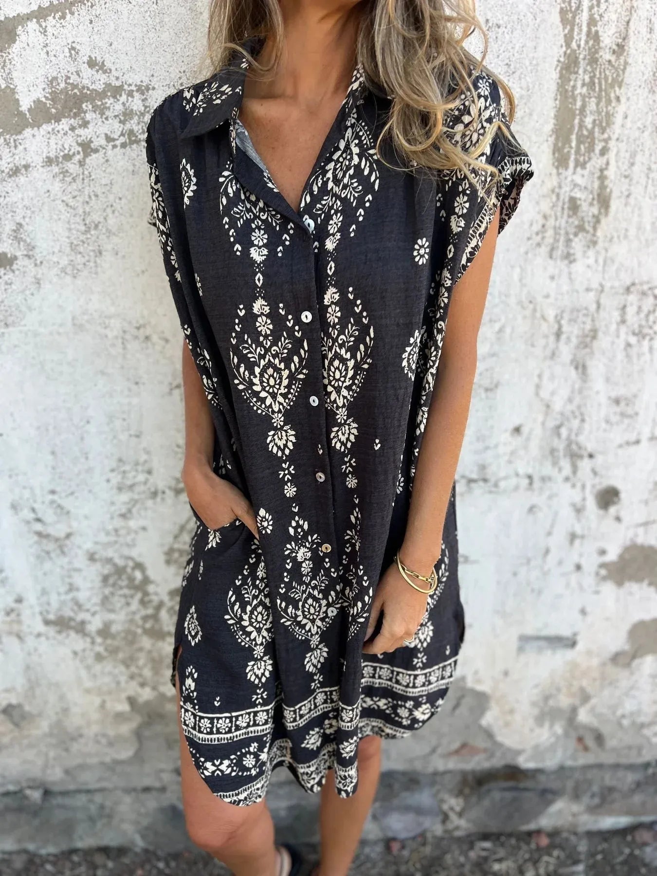Azyra | Boho Breeze Midi-jurk – Casual jurk met relaxte pasvorm voor dames