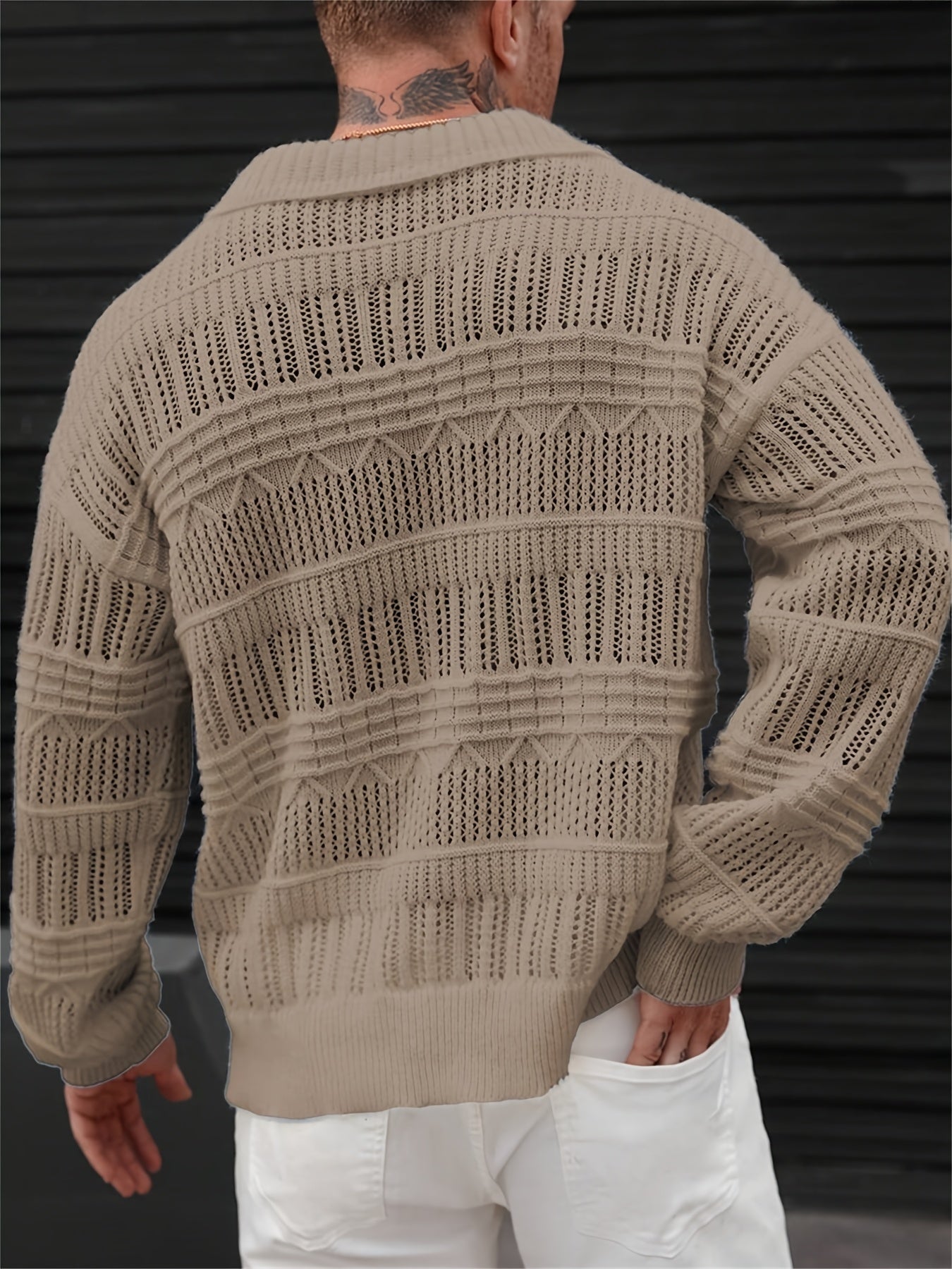 Zayrik | Heren Gebreide Trui met Kraag – Herfst Winter Pullover met Lange Mouwen
