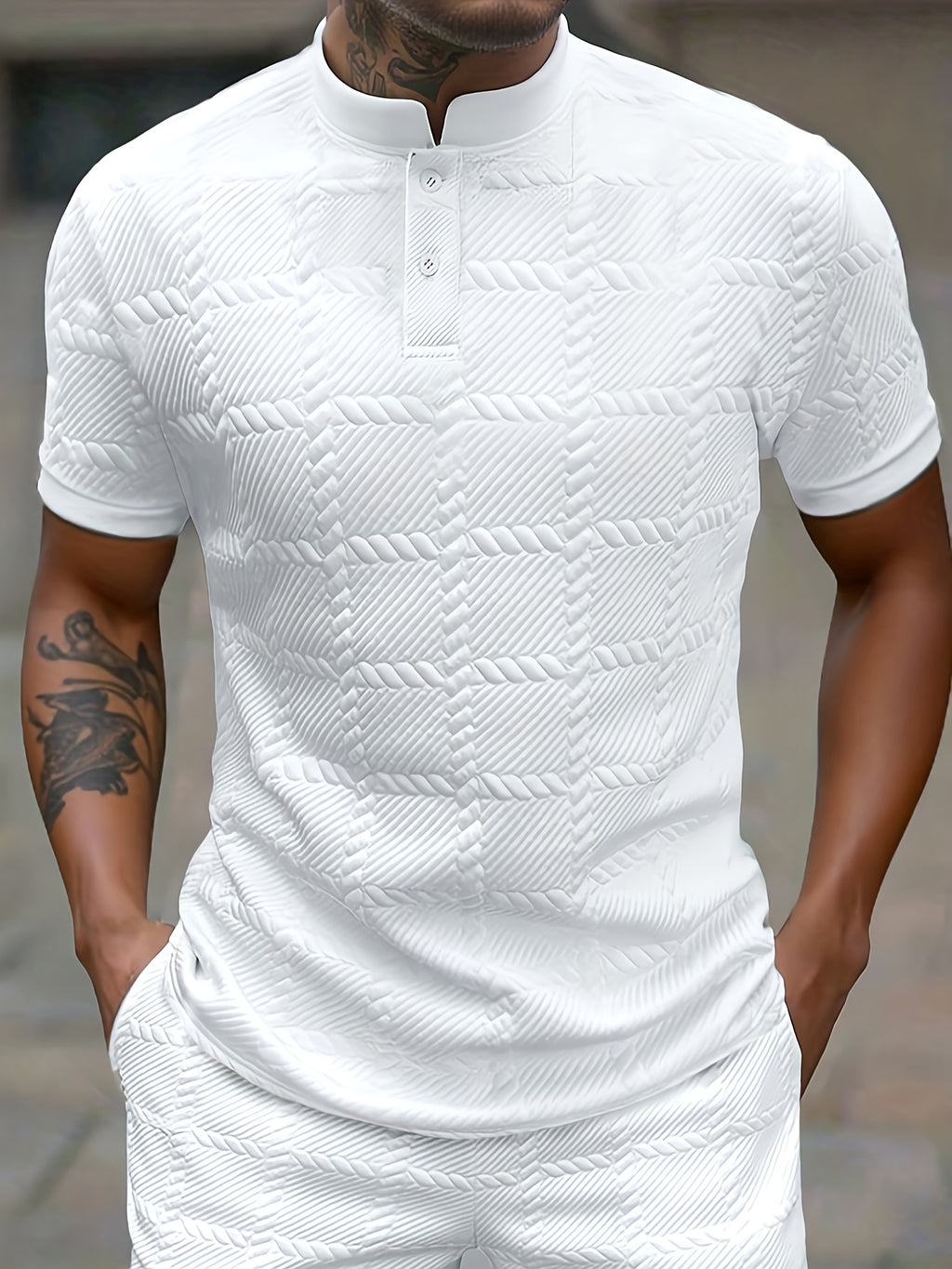 Zorvik | Heren Geruit Jacquard T-shirt – Korte Mouwen, Ademend Casual Zomershirt met Zachte Textuur