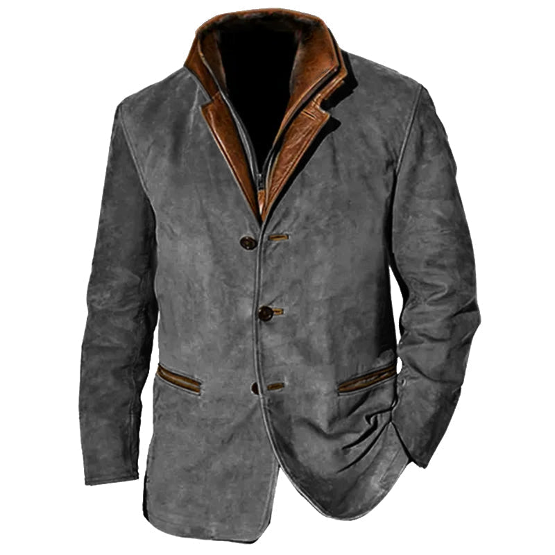 Zalthor | Herren-Wildlederjacke – Knopfverschluss, lässige Oberbekleidung, Western-Look