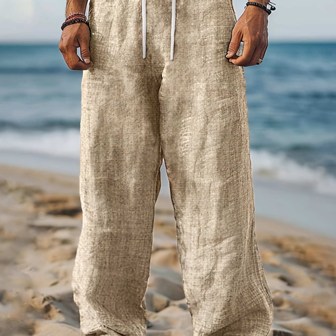 Eryas | Heren Casual Lange Broek met Trekkoord – Lichtgewicht, Voor Strand, Dagelijks Gebruik & Zomer