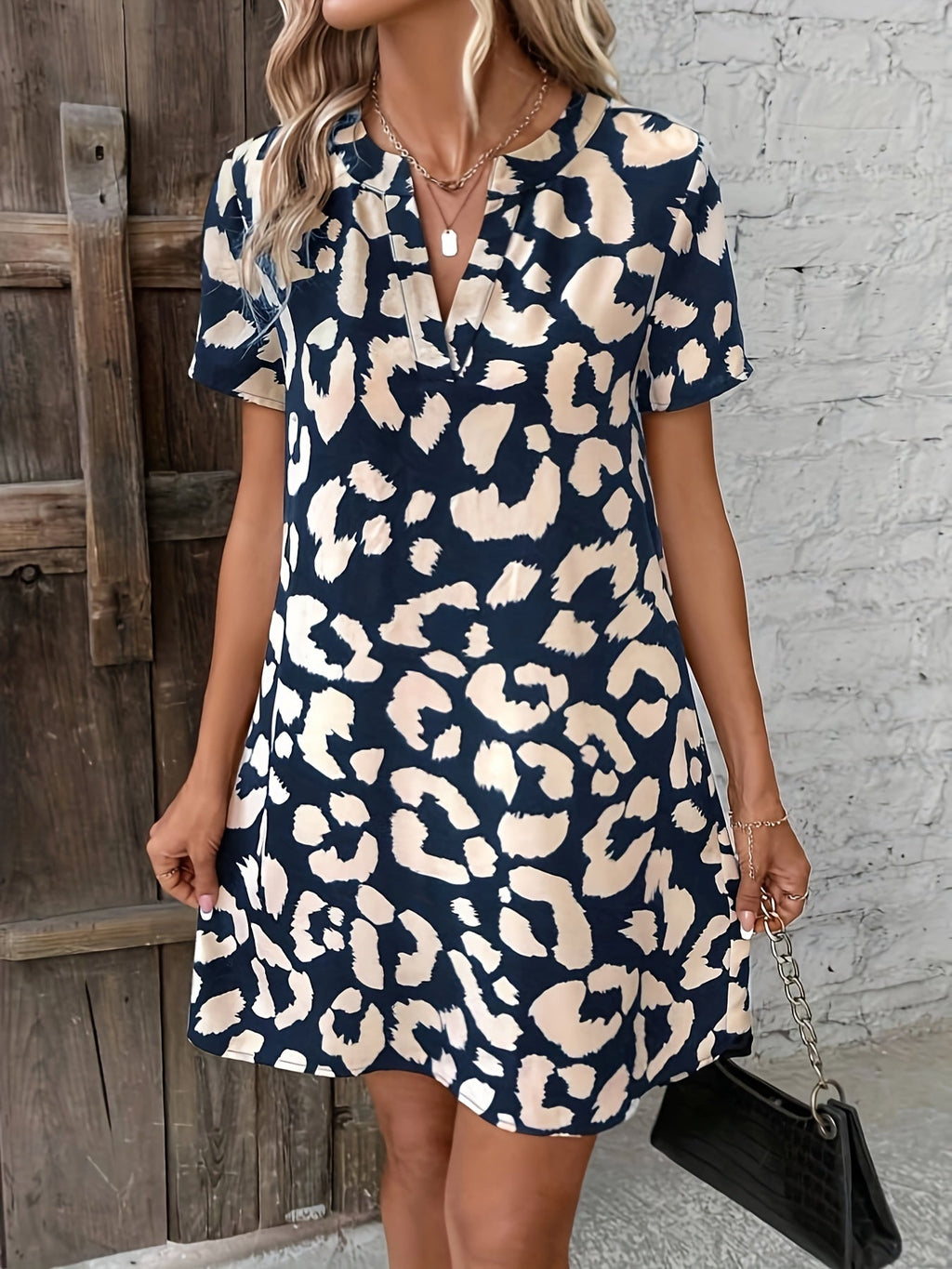 Xirelle | Luchtige jurk met print voor dames – Lichtgewicht zomerse jurk met relaxte pasvorm