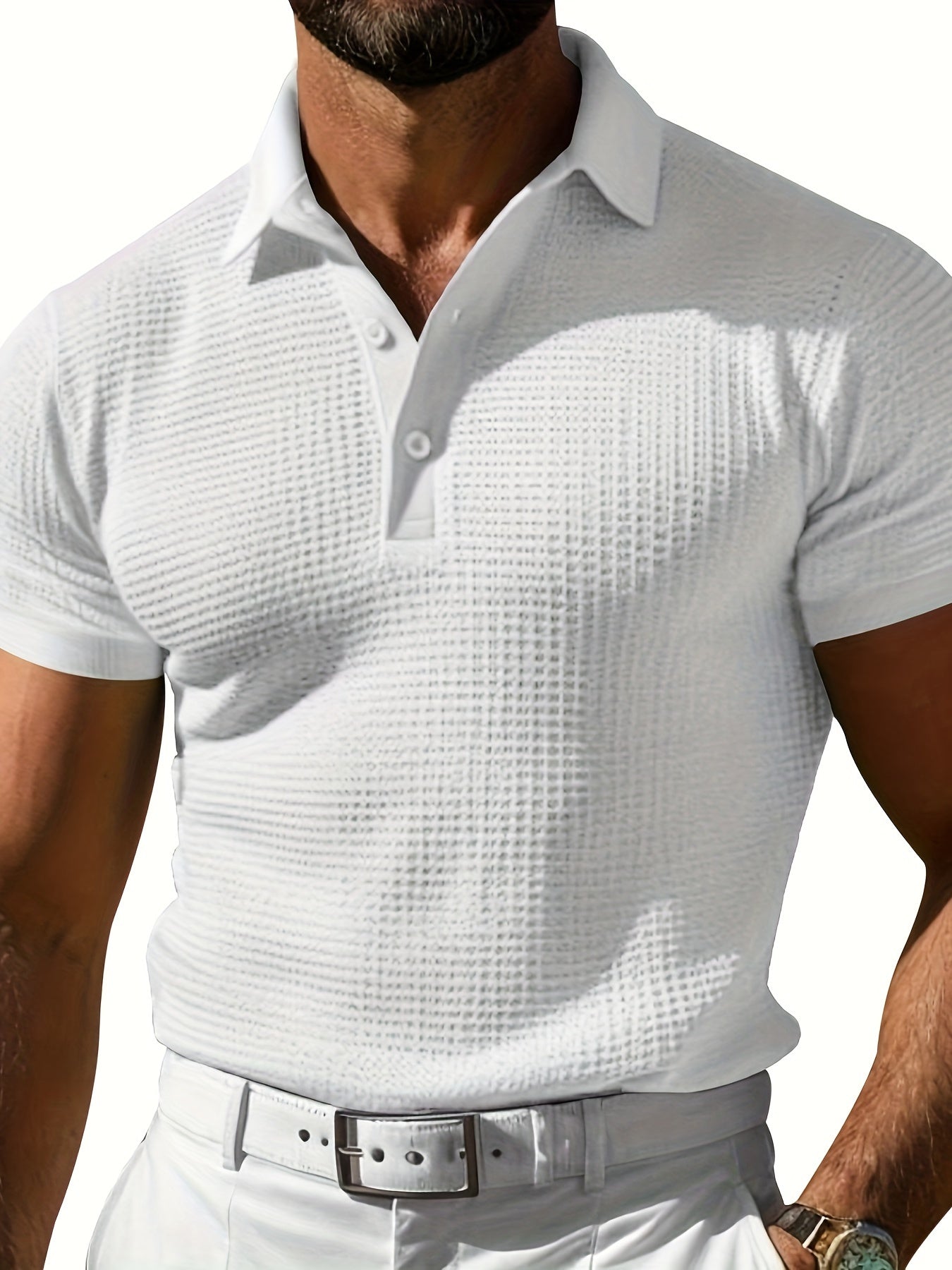 Wade | Poloshirt für Herren aus Waffelstrick – stylisches Freizeitshirt