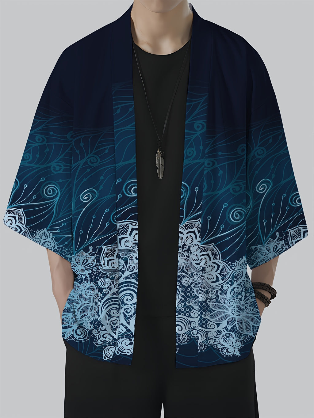 Valtorix | Heren Japans Stijl Open Voorzijde Shirt – Losse Pasvorm Kimono Vest met Vintage Print