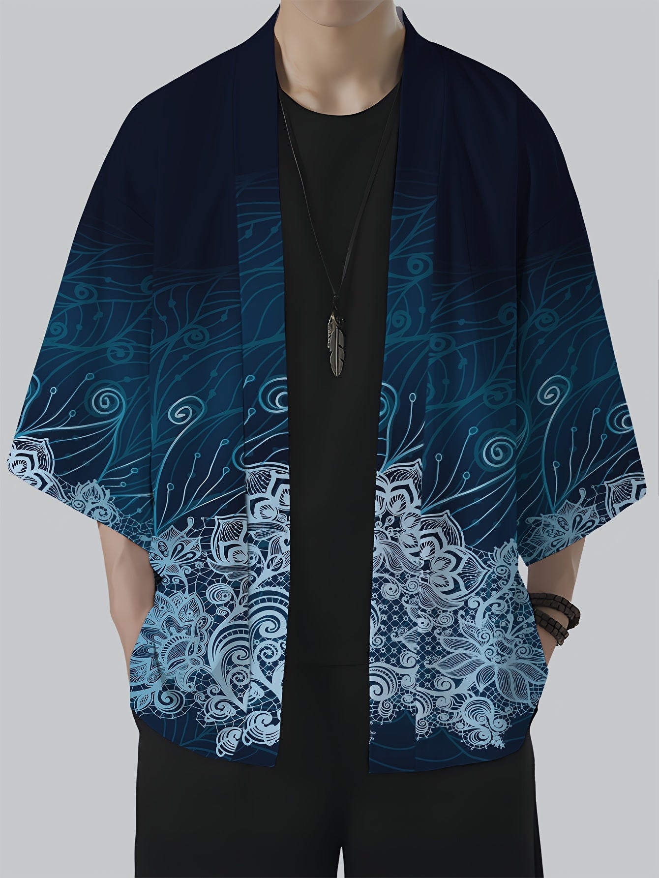 Valtorix | Heren Japans Stijl Open Voorzijde Shirt – Losse Pasvorm Kimono Vest met Vintage Print