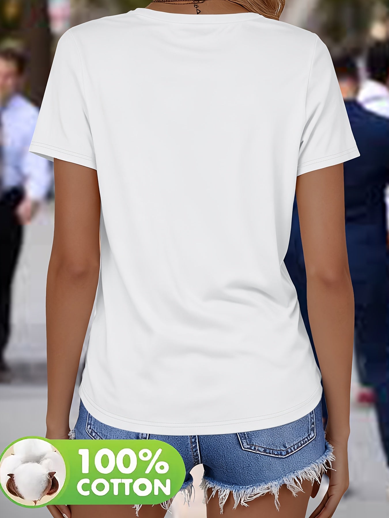 Horia | Elegante damesblouse met bladmotief – Zomertop met V-hals en korte mouwen
