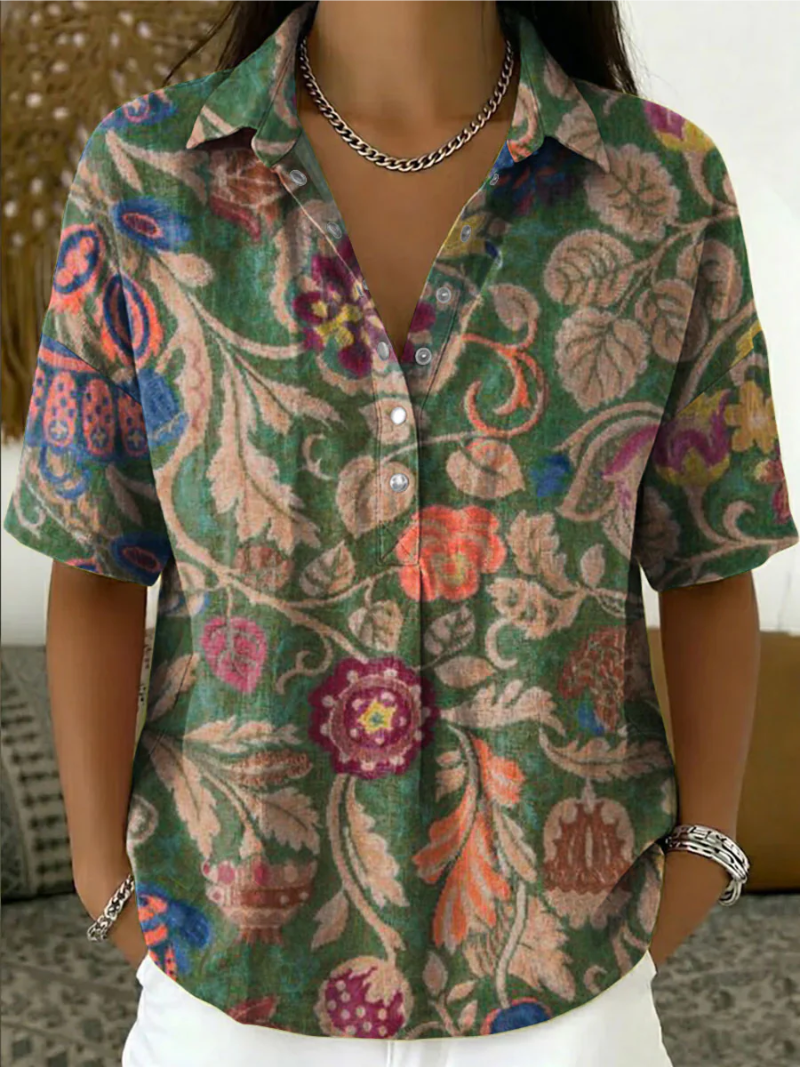 Relora | Elegante damesblouse met print – Zachte, luchtige modieuze top met lange mouwen