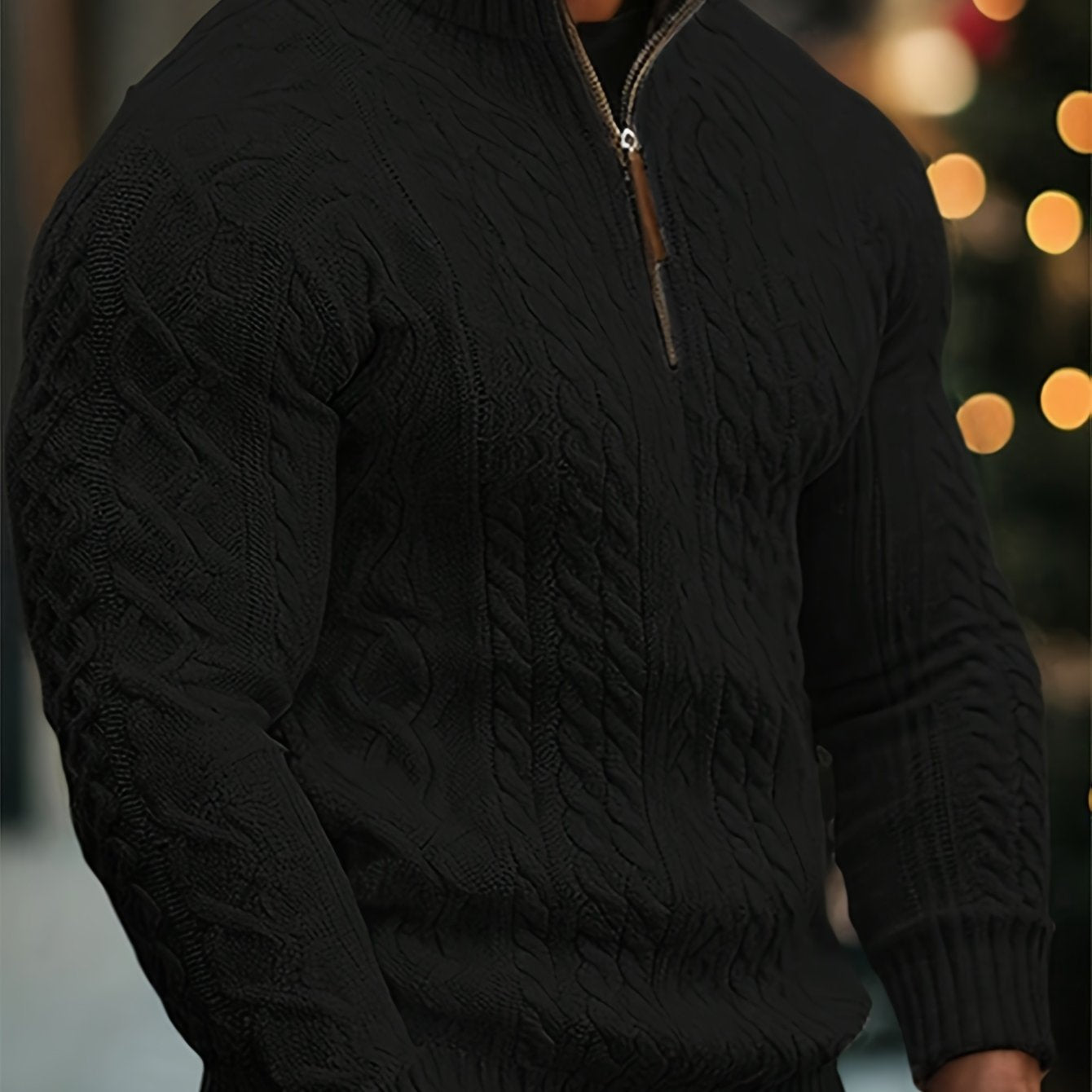 Dagfinn | Herren-Pullover mit Stehkragen und halber Reißverschluss, weiches Strickmaterial