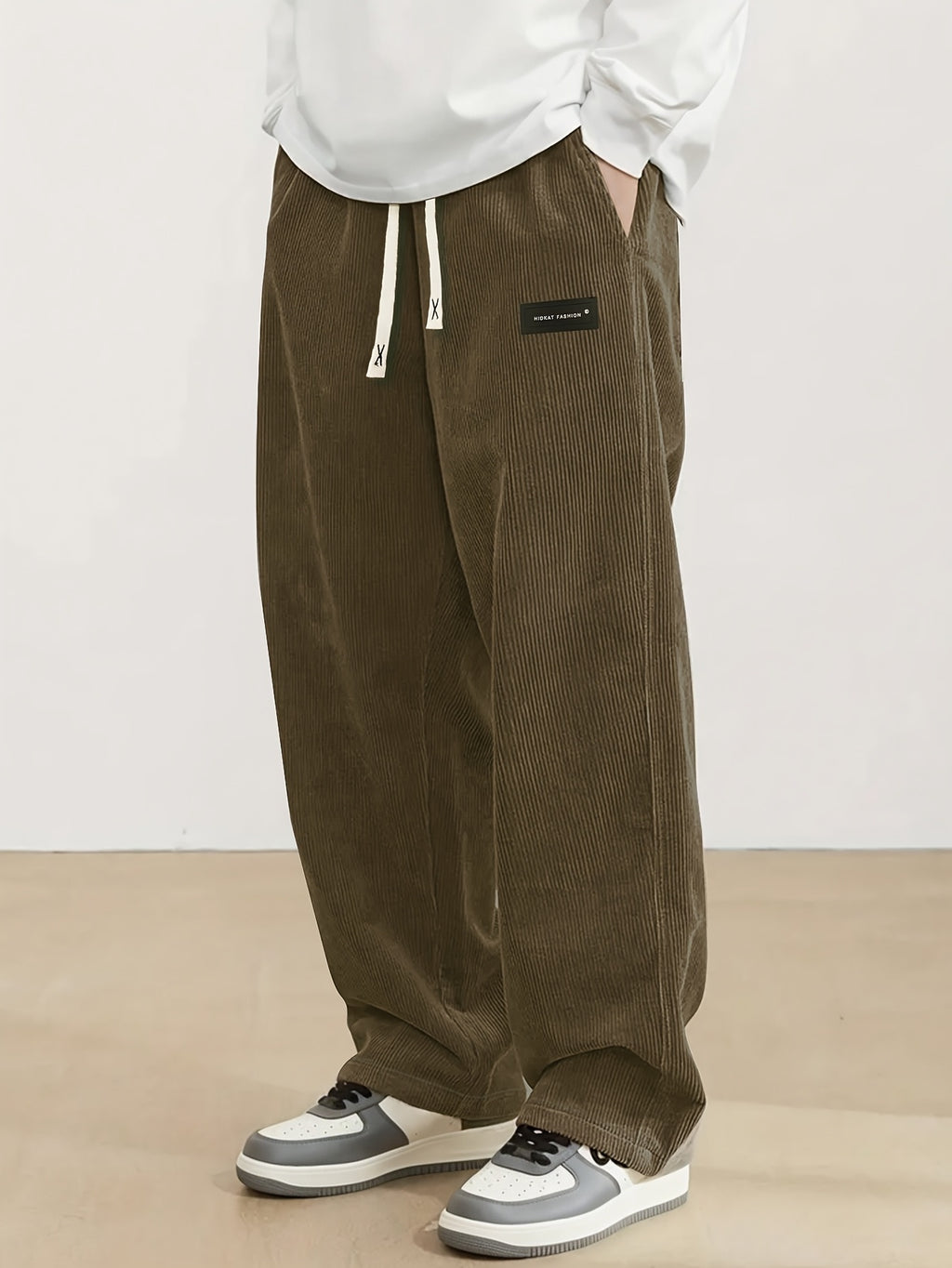 Corvian | Heren Corduroy Broek met Trekkoord – Rechte Casual Sweatpants voor Lente & Herfst