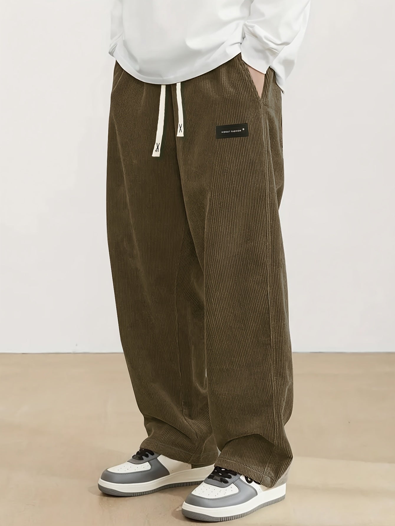Corvian | Heren Corduroy Broek met Trekkoord – Rechte Casual Sweatpants voor Lente & Herfst