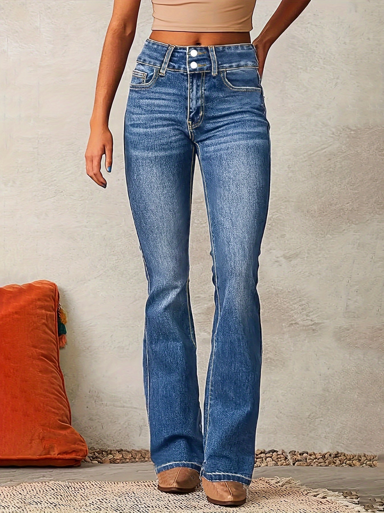Avyressa | Slim fit flare-jeans voor dames – stretchdenim met hoge taille, retrostijl