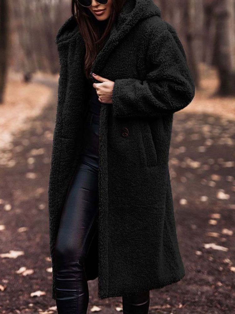 Jynara | Manteau Teddy oversize pour femme en peluche - Fausse fourrure, manteau long d'hiver, vêtement d'extérieur chaud et doux