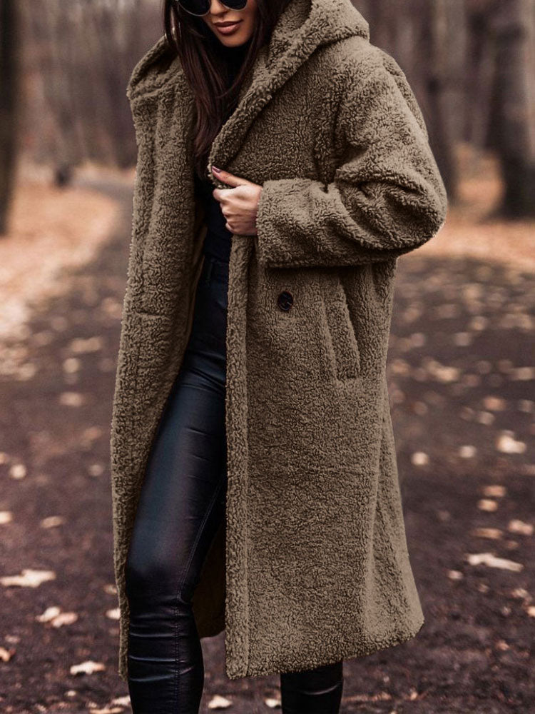 Jynara | Manteau Teddy oversize pour femme en peluche - Fausse fourrure, manteau long d'hiver, vêtement d'extérieur chaud et doux
