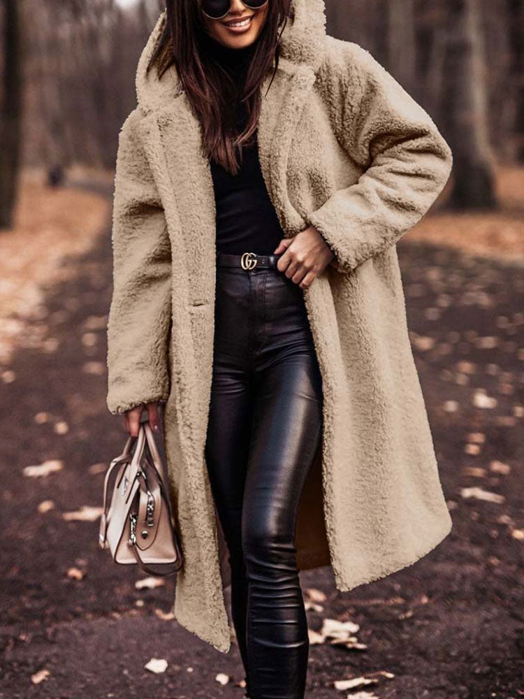 Jynara | Manteau Teddy oversize pour femme en peluche - Fausse fourrure, manteau long d'hiver, vêtement d'extérieur chaud et doux