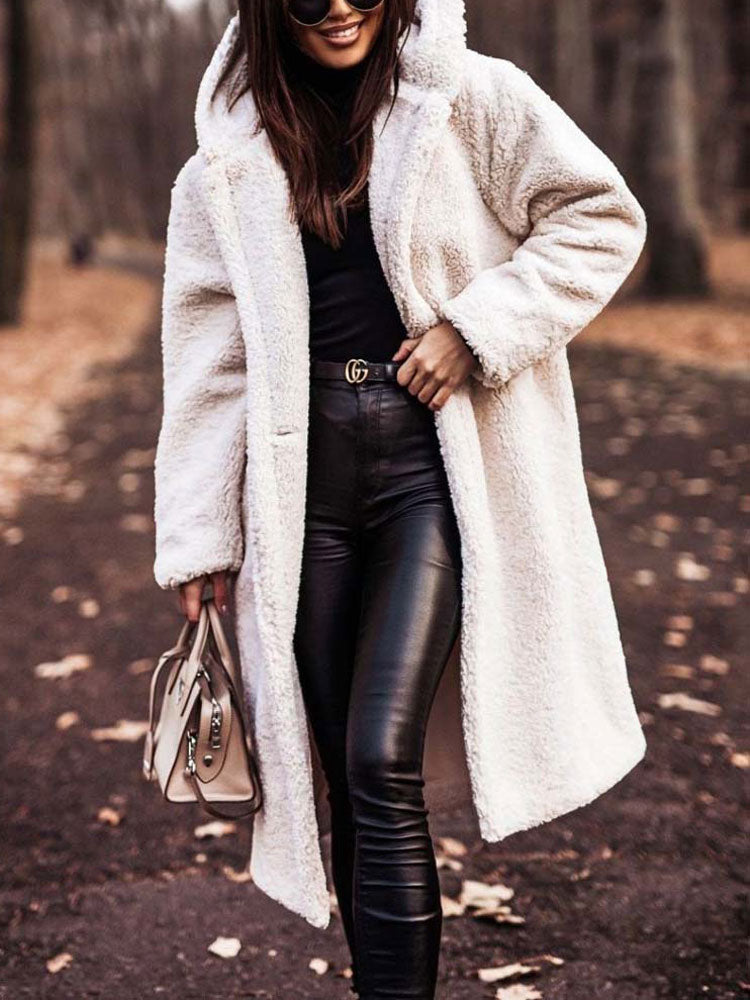 Jynara | Manteau Teddy oversize pour femme en peluche - Fausse fourrure, manteau long d'hiver, vêtement d'extérieur chaud et doux