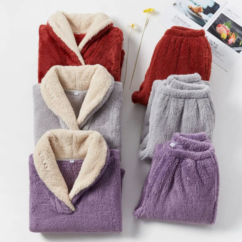 Kairyn | Fleece pyjamaset voor dames – Comfortabel, dik en ultrazacht voor winterse nachten