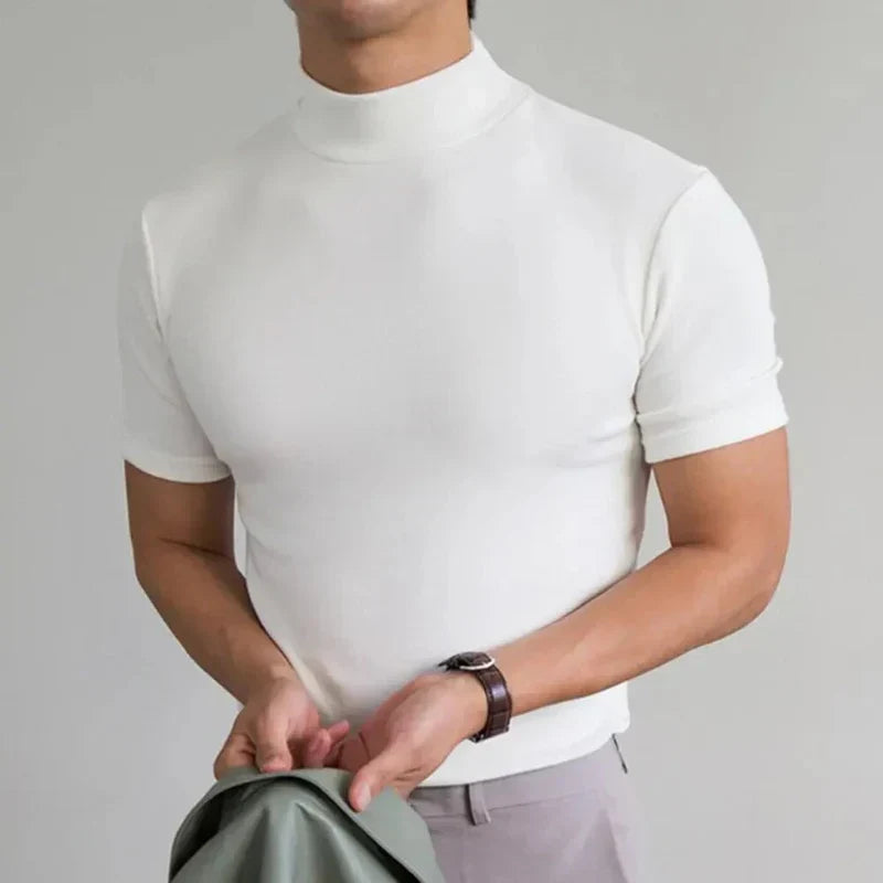 Othric | Slim-Fit-Hemd mit Stehkragen für Herren – Lässiges Kurzarm-T-Shirt
